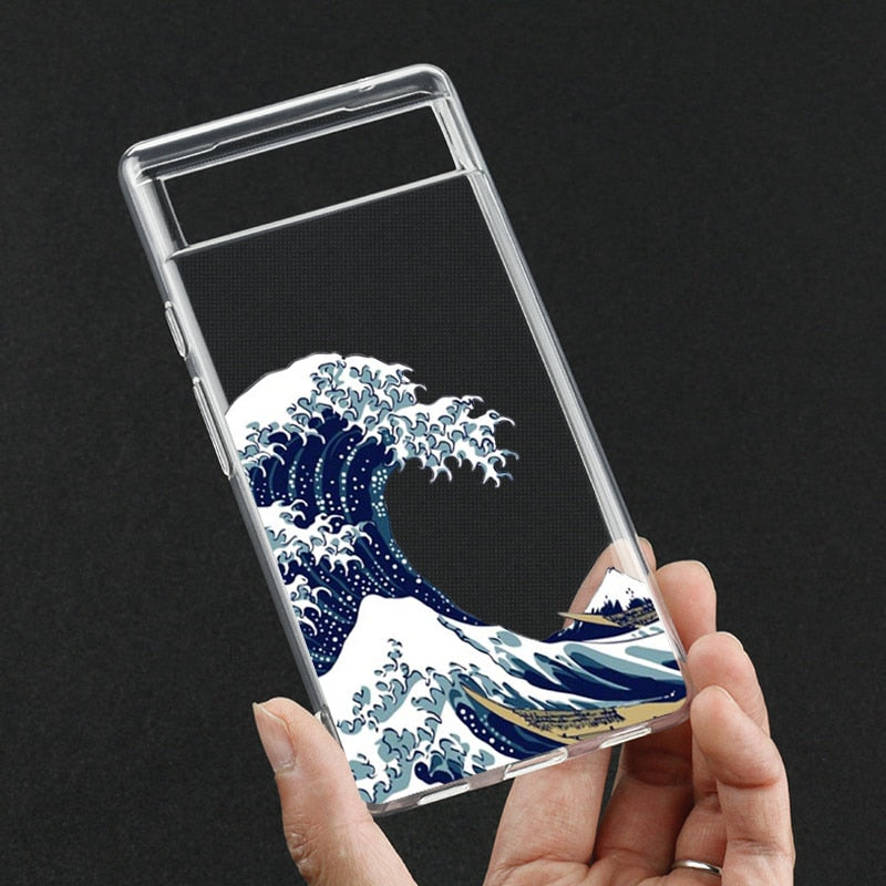 Fashion Great Blue Wave Clear Phone Case for Google Pixel 7 Pro - The Pixel Store