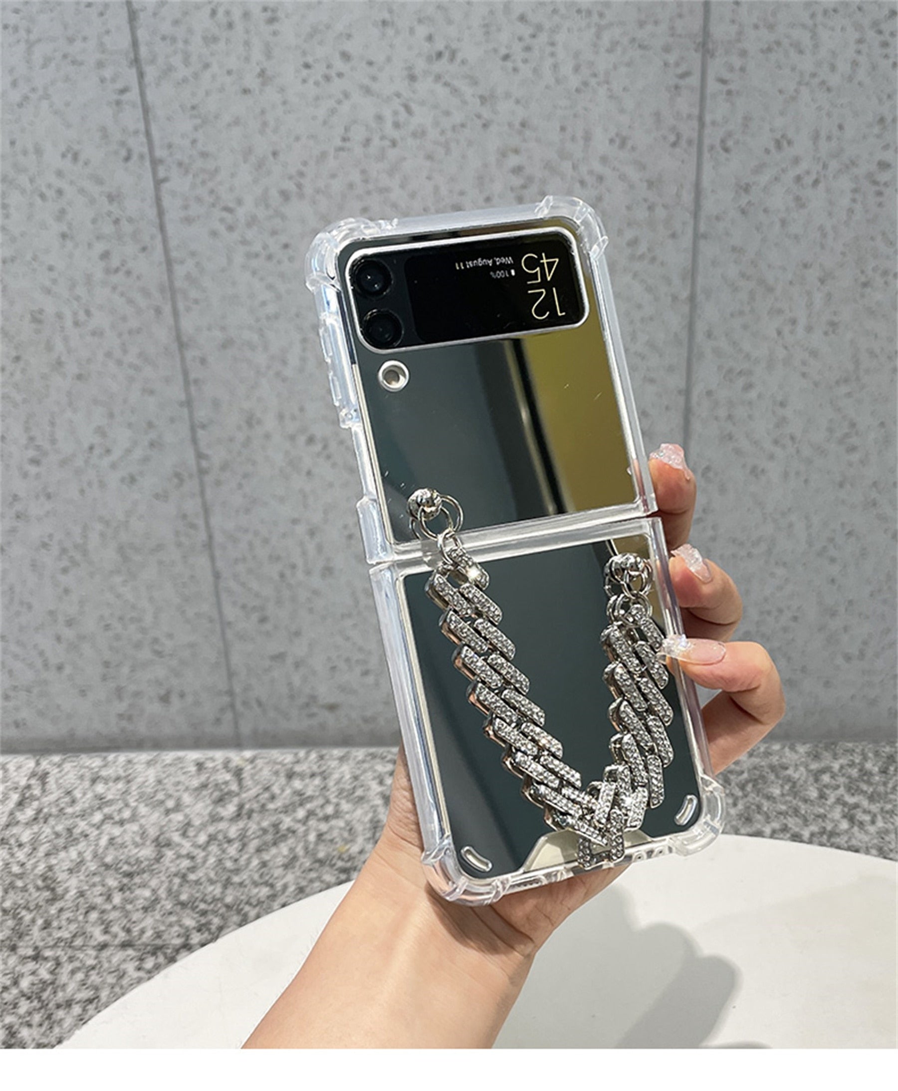 Luxury Rhinestone Bracelet Mirror Case for Samsung Galaxy Z Flip 4 - Galaxy Z Flip 4 Case