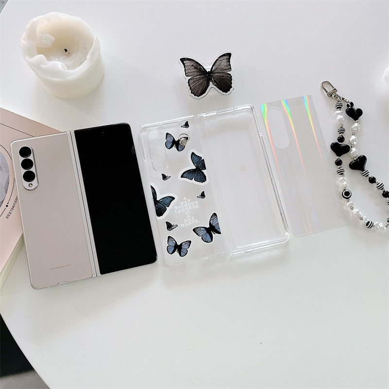 Black Butterfly Phone Stand Case for Samsung Galaxy Z Fold 4