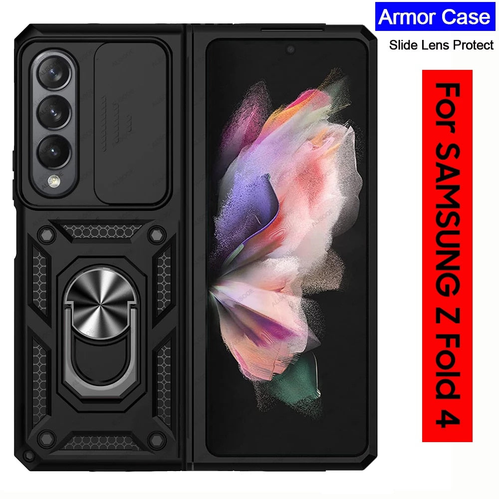 Armor Case with Lens Protection & Stand For Samsung Galaxy Z Fold 4