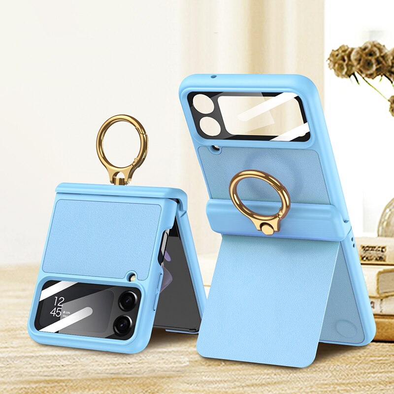 Leather Magnetic Case with Bracket For Samsung Galaxy Z Flip 4 - Galaxy Z Flip 4 Case