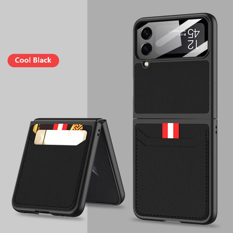 Leather Case with Card Holder For Samsung Galaxy Z Flip 4 - Galaxy Z Flip 4 Case