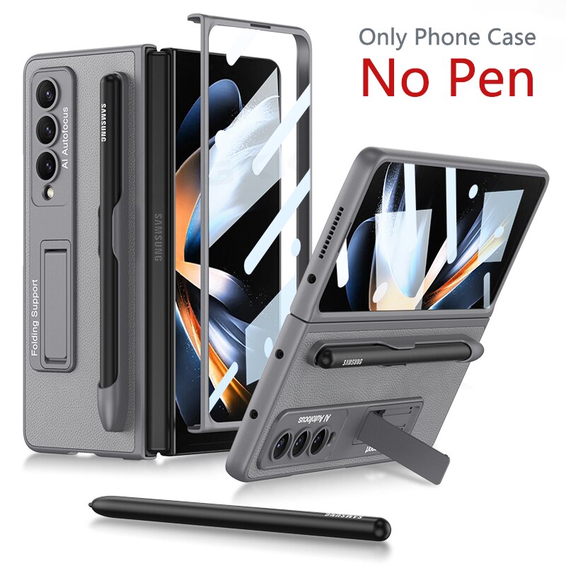 Luxury Leather Case with Pen Slot & kickstand For Galaxy Z Fold 4