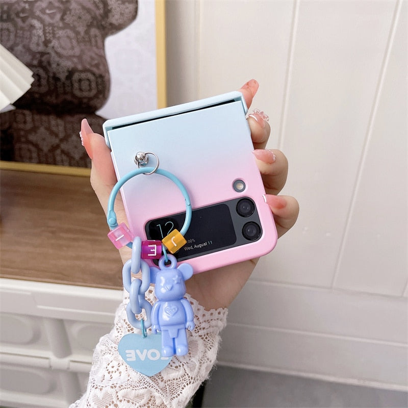 Cute Bear Pendant Case For Samsung Galaxy Z Flip 4