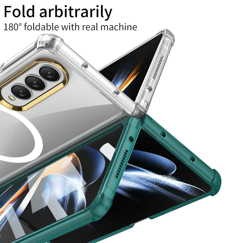 Transparent Magnetic Wireless Charging Case For Samsung Galaxy Z Fold 4