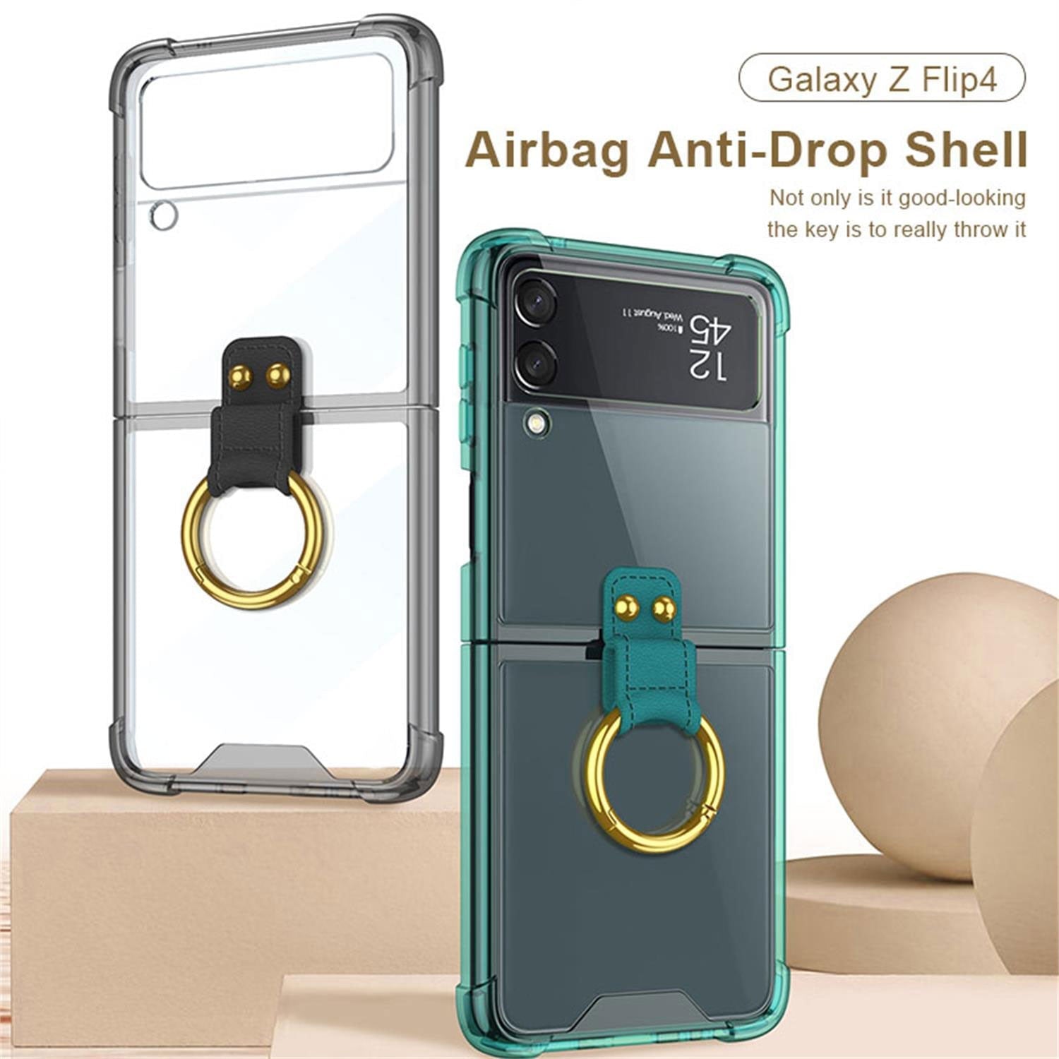 Transparent Case with Ring Bracket For Samsung Galaxy Z Flip 4 - Galaxy Z Flip 4 Case