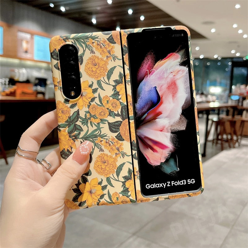 Retro Luminous Floral Case For Samsung Galaxy Z Fold 4