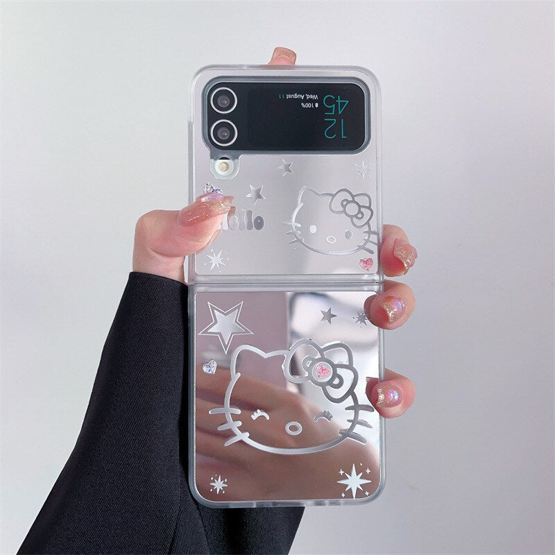 Cute Cartoon Mirror Case For Samsung Galaxy Z Flip