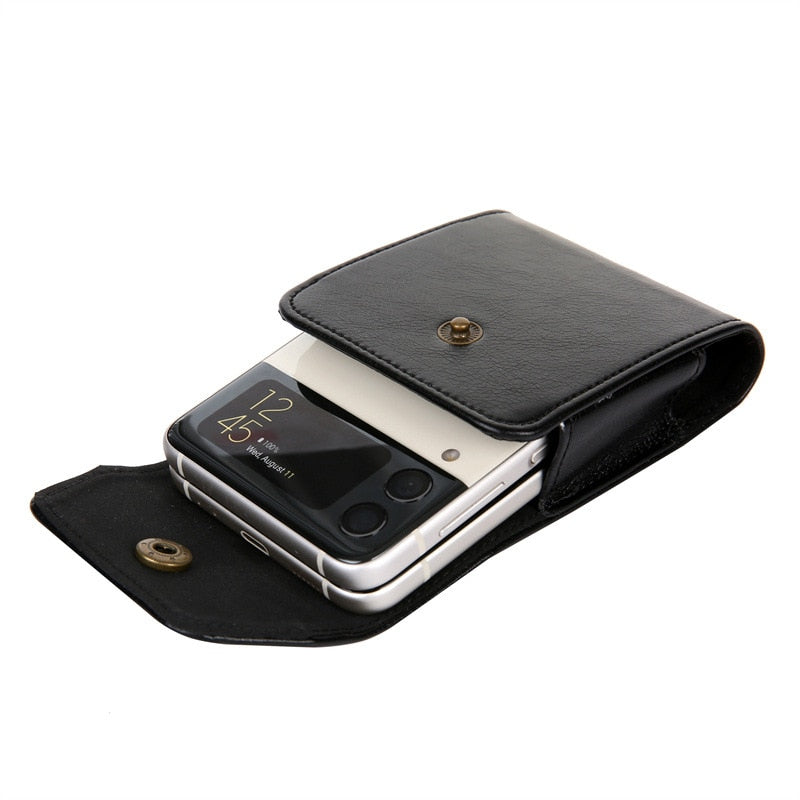 Leather Clip Holster Bag For Samsung Z Flip 4 - Galaxy Z Flip 4 Case