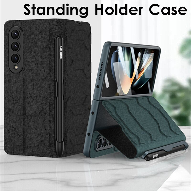 Leather Case with S Pen & Card Slot for Samsung Galaxy Z Fold 4