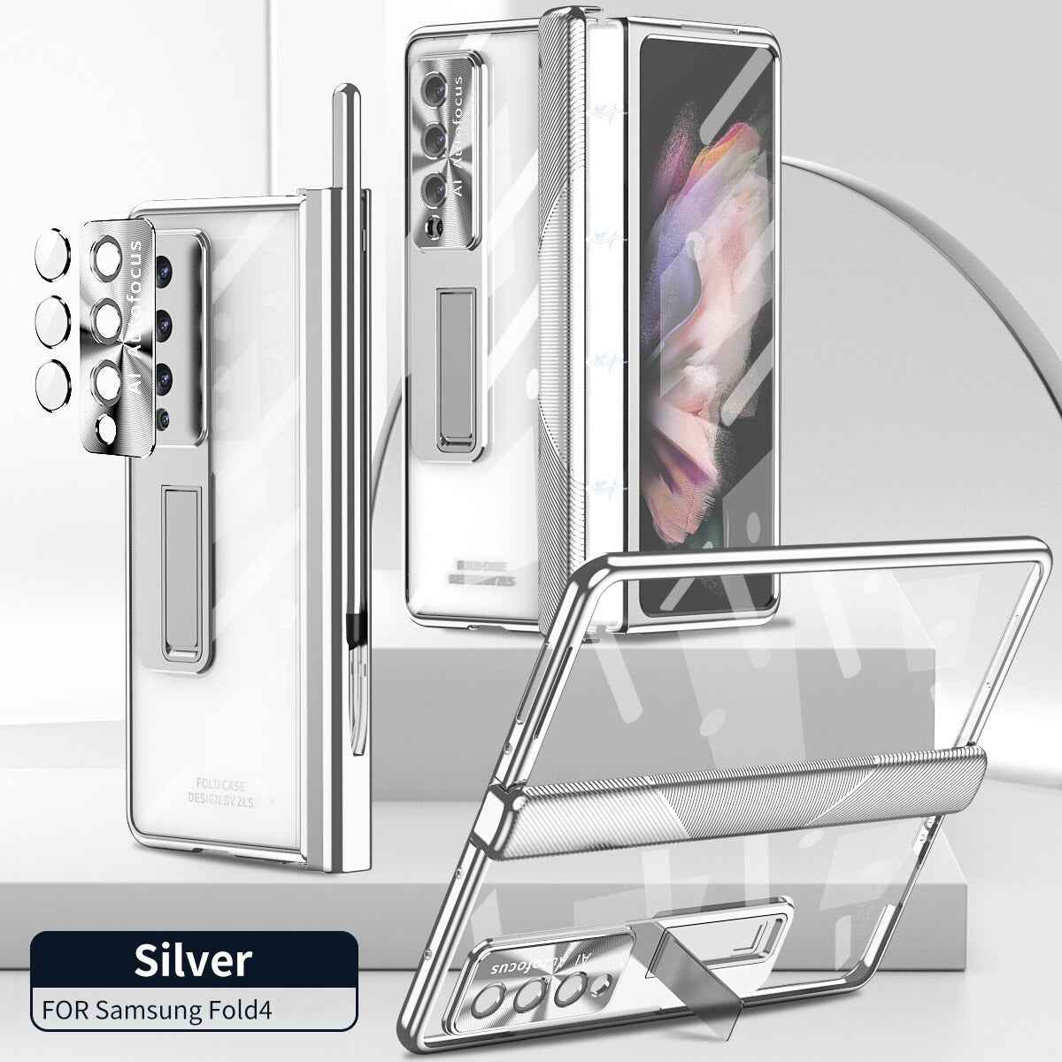 2 PCS Magnetic Transparent Pen Slot Front Screen Glass Case (FREE S-PEN Gift) - Galaxy Z Fold 4