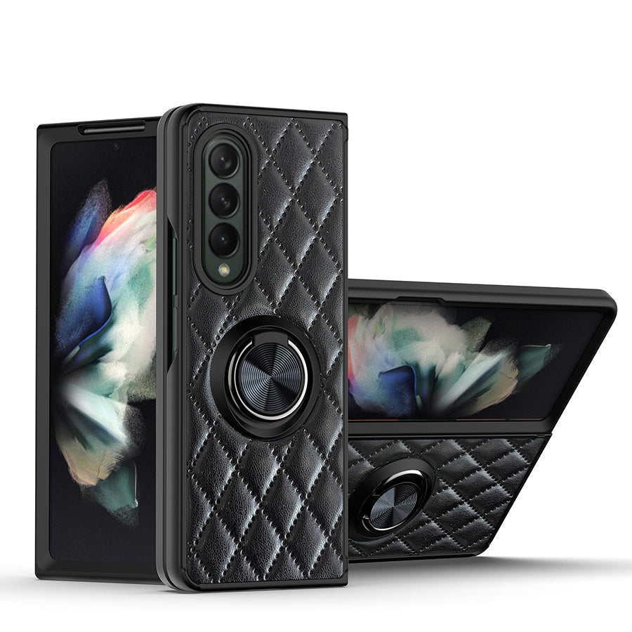 Lattice Finger Ring Case For Samsung Galaxy Z FOLD 4