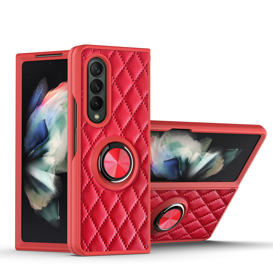 Lattice Finger Ring Case For Samsung Galaxy Z FOLD 4