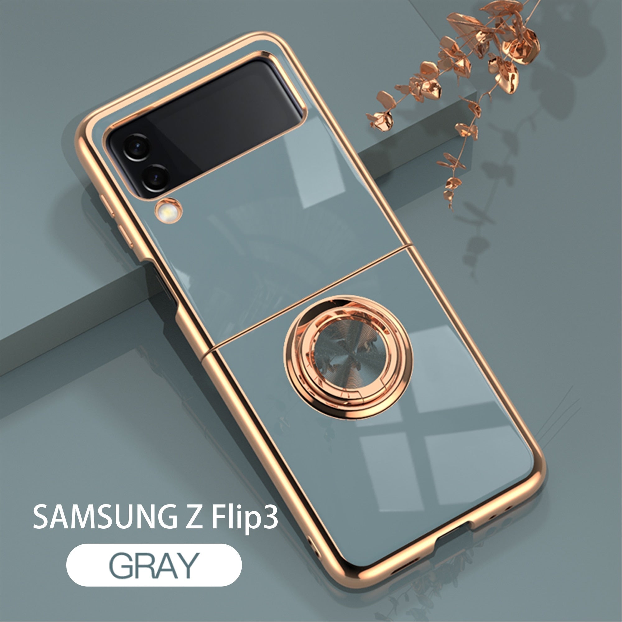 Luxury Electroplating Magnetic Ring Bracket Protective Cover for Samsung Galaxy Z Flip 4 5G - Galaxy Z Flip 4 Case