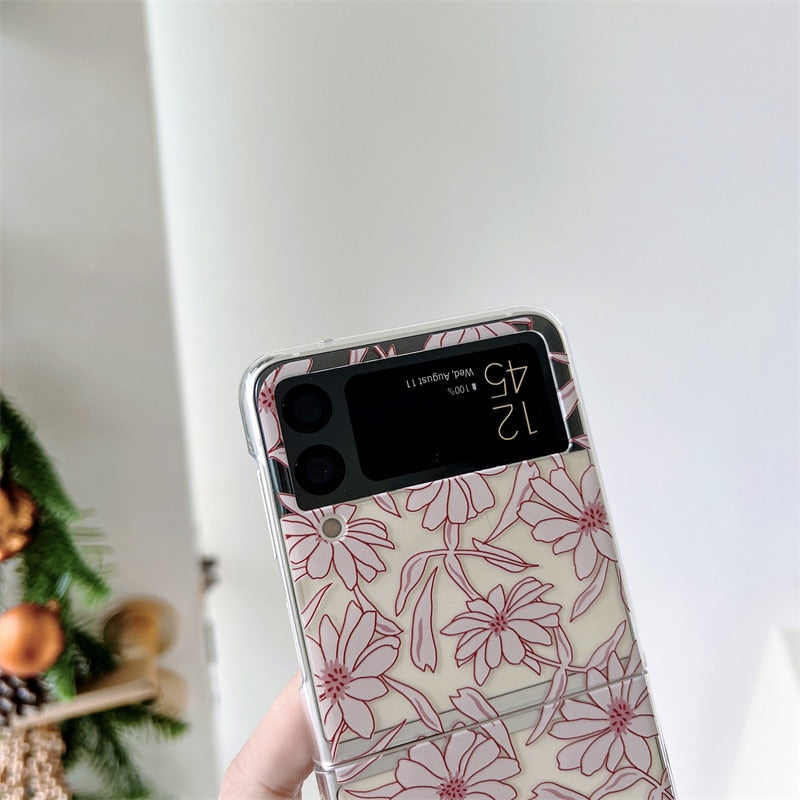 Flower Painting Transparent Case For Samsung Galaxy Z Flip 4 - Galaxy Z Flip 4 Case