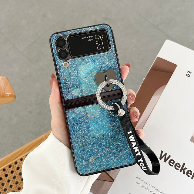 Bling Heart Pendant Case For Galaxy Z Flip 4 - Galaxy Z Flip 4 Case
