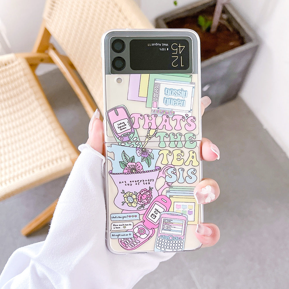 Retro Painted Case With Bracelet For Galaxy Z FLIP 4 5G - Galaxy Z Flip 4 Case